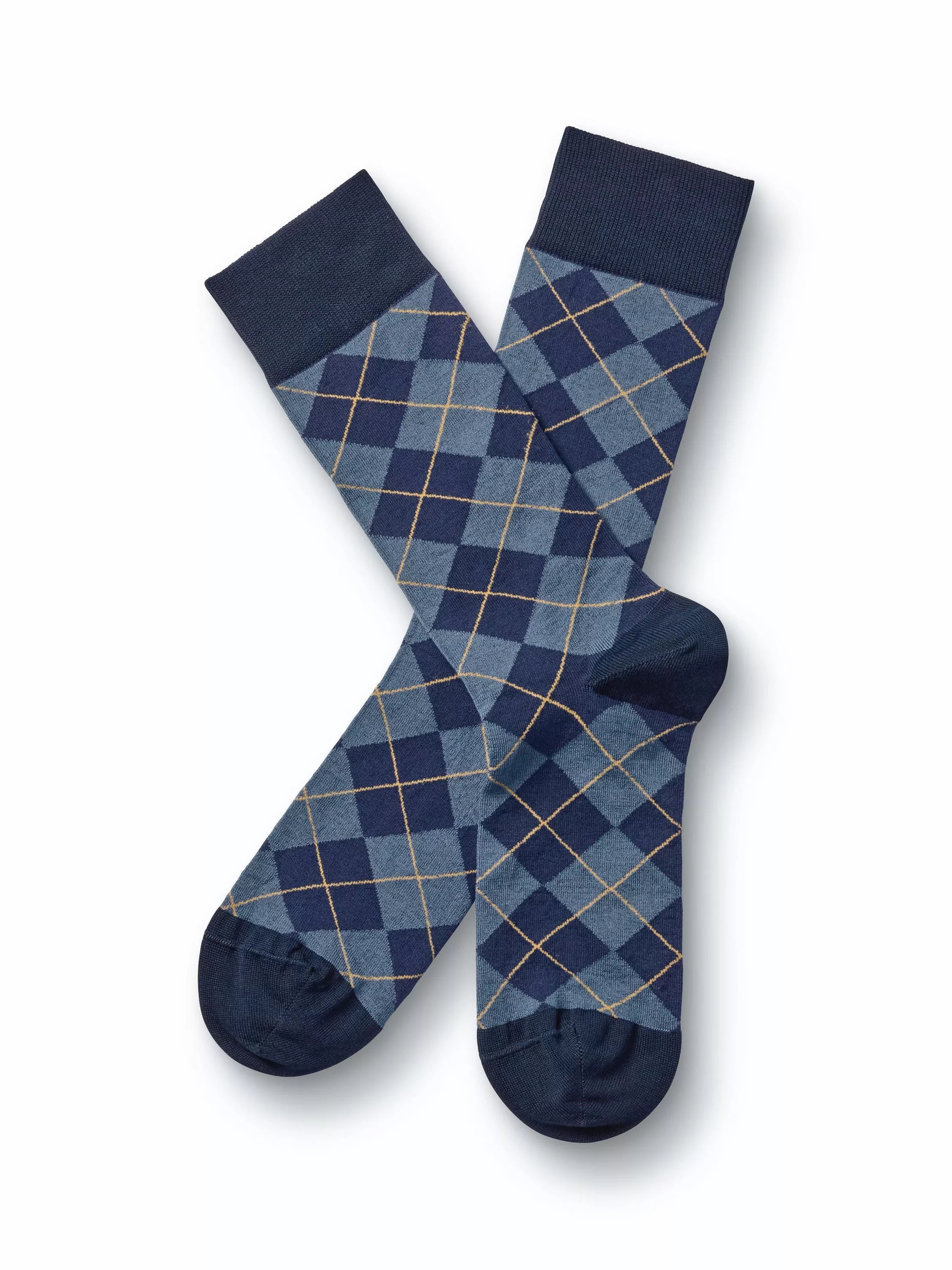Charles Tyrwhitt argyle cotton rich crew socks denim blue (British brand)