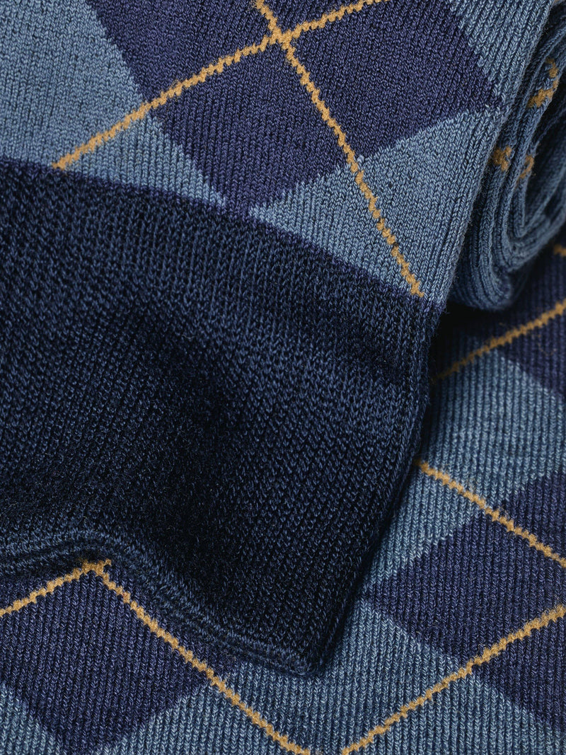 Charles Tyrwhitt argyle cotton rich crew socks denim blue (British brand)