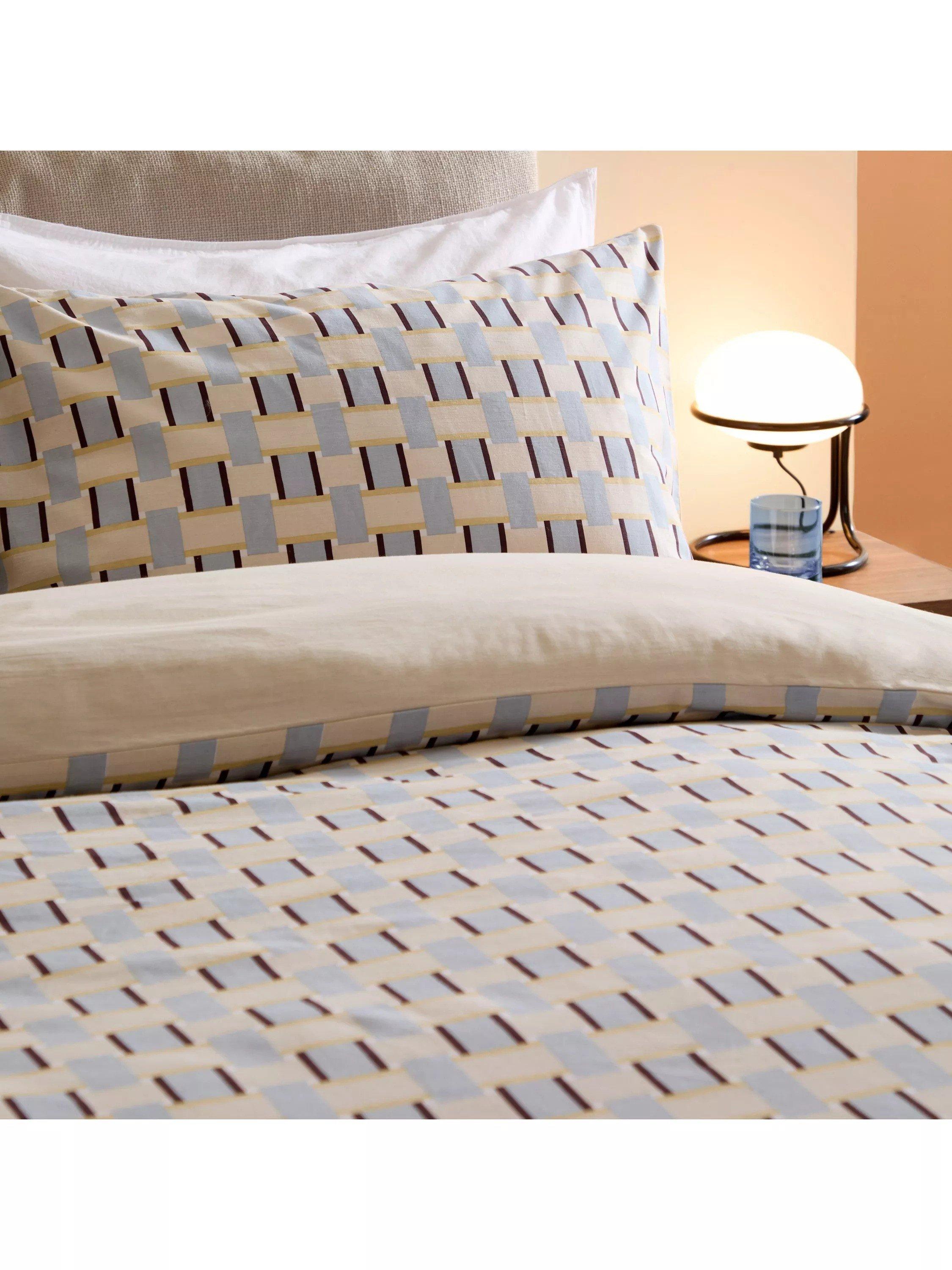 MADE geometric print duvet cover set in pink clay, single, imported from the UK