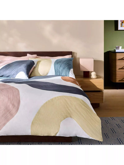 John Lewis MADE Rala Abstract Print Cotton Percale Duvet Cover Set, Grey, Single- Buy online at McGrocer