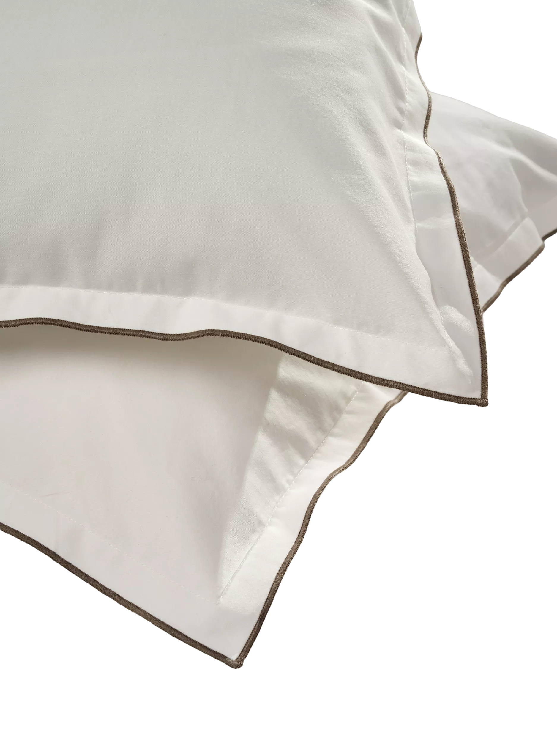 Truly cotton percale double duvet cover with mushroom stitch embroidery white (British brand)