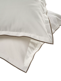 Truly cotton percale double duvet cover with mushroom stitch embroidery white (British brand)