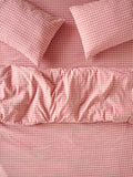 Piglet in Bed Colour Drench Gingham Linen Blend Bedding, Dusty Pink/Rose, Standard Pillowcase, Pair