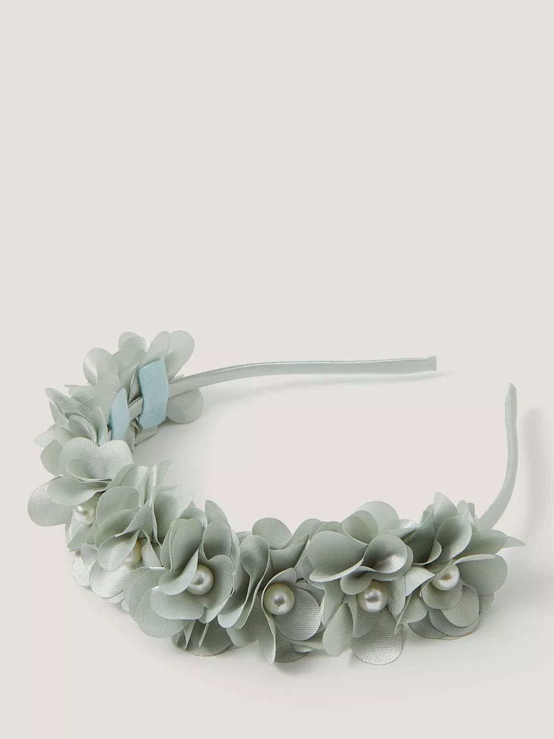 Monsoon sage floral pearl bead headband, imported from the UK