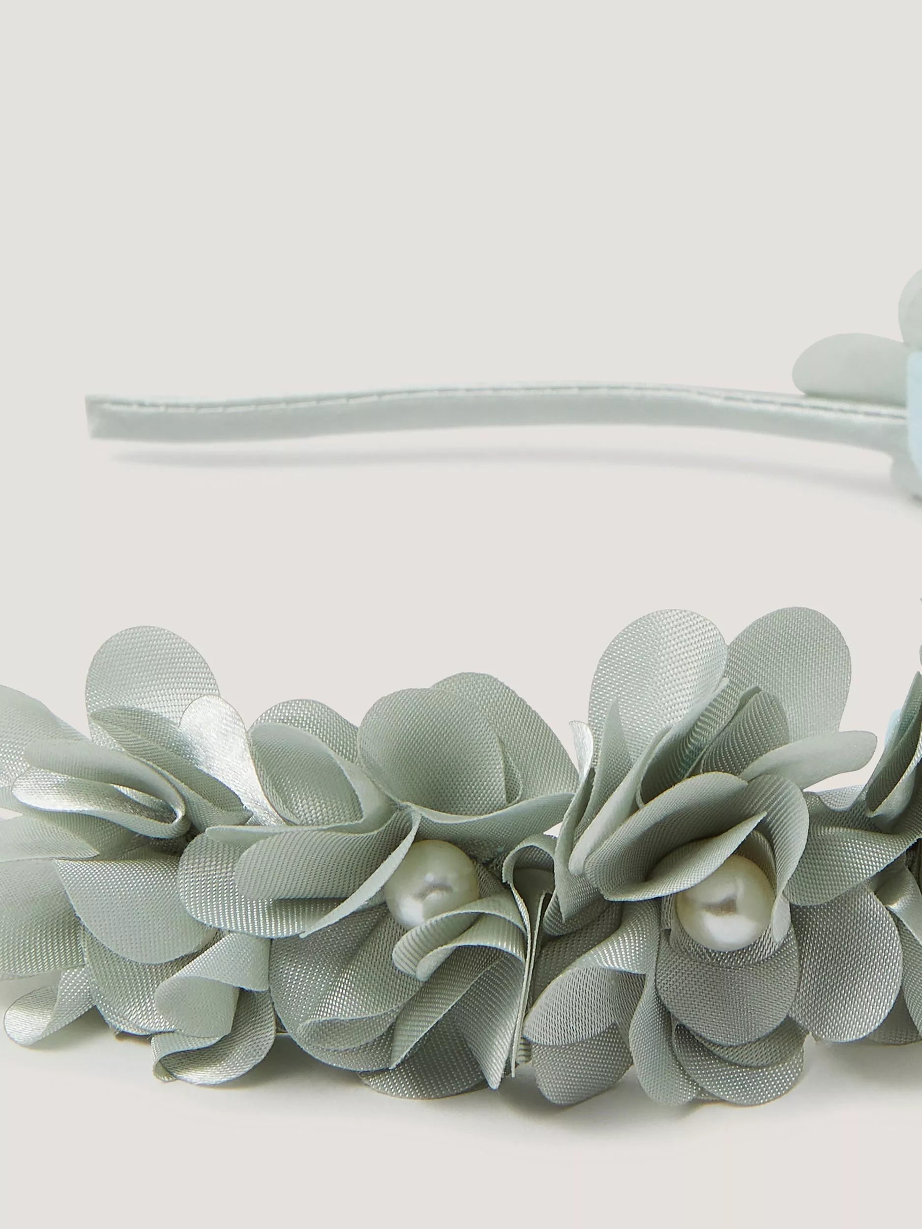 Monsoon sage floral pearl bead headband, imported from the UK