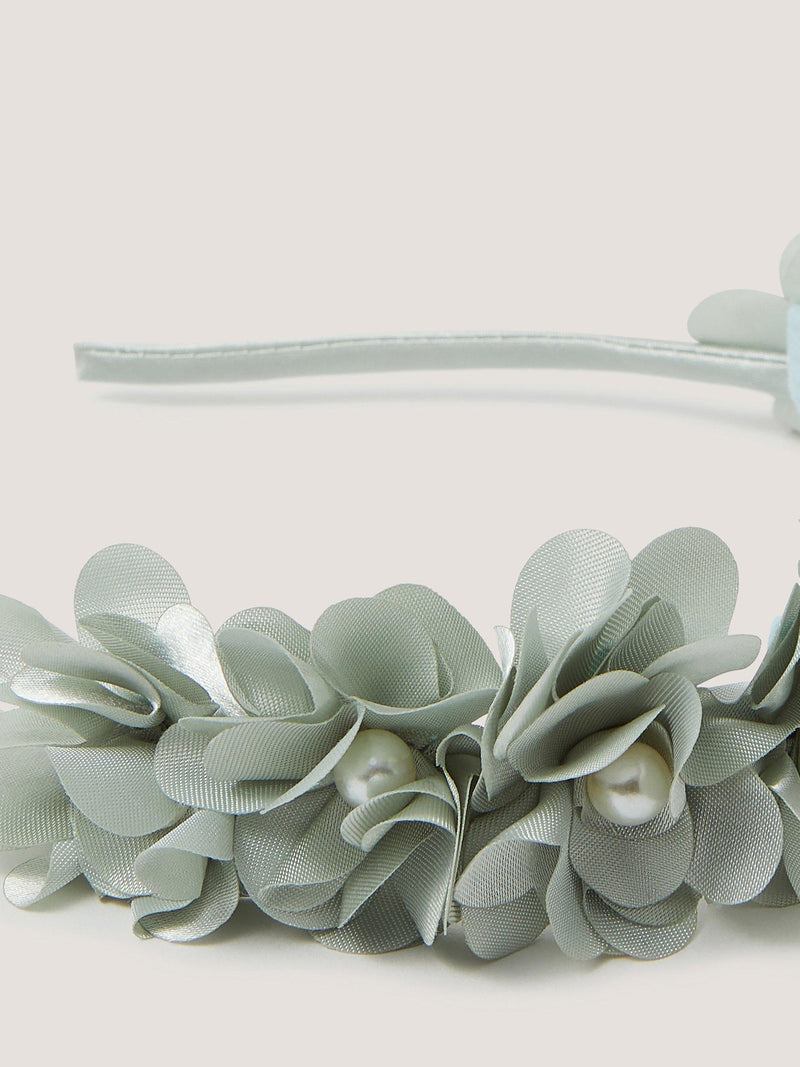 Monsoon sage floral pearl bead headband, imported from the UK
