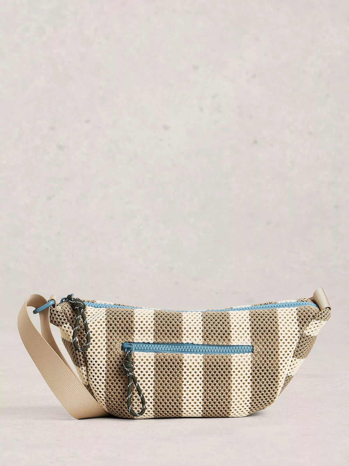 White Stuff Meadow Stripe crossbody bag natural, imported from the UK