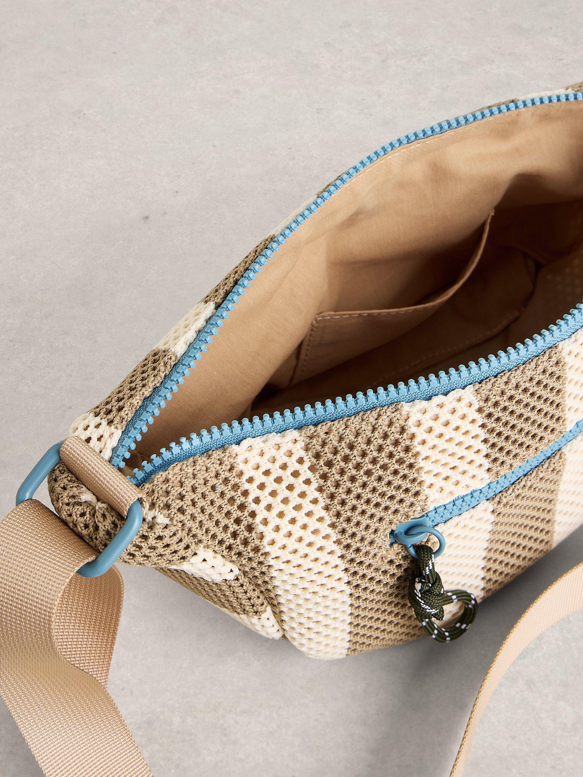 White Stuff Meadow Stripe crossbody bag natural, imported from the UK