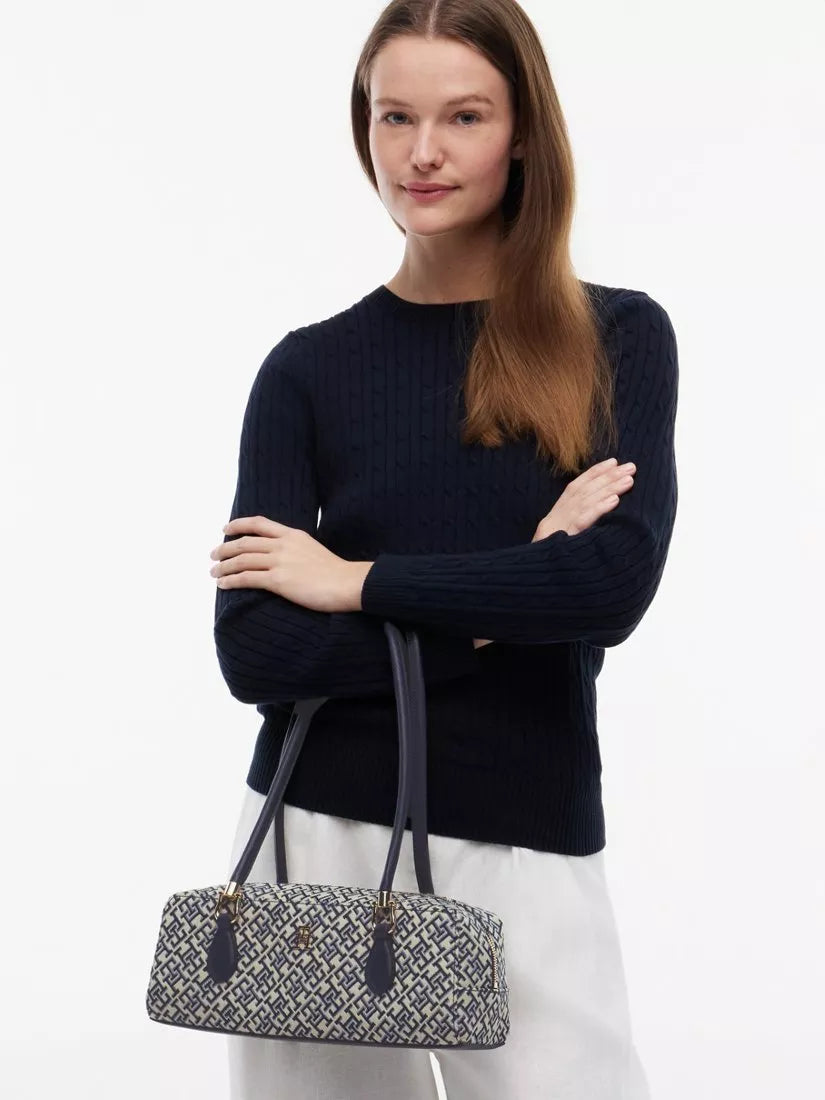Tommy Hilfiger rectangular shoulder bag navy blue jacquard, imported from the UK