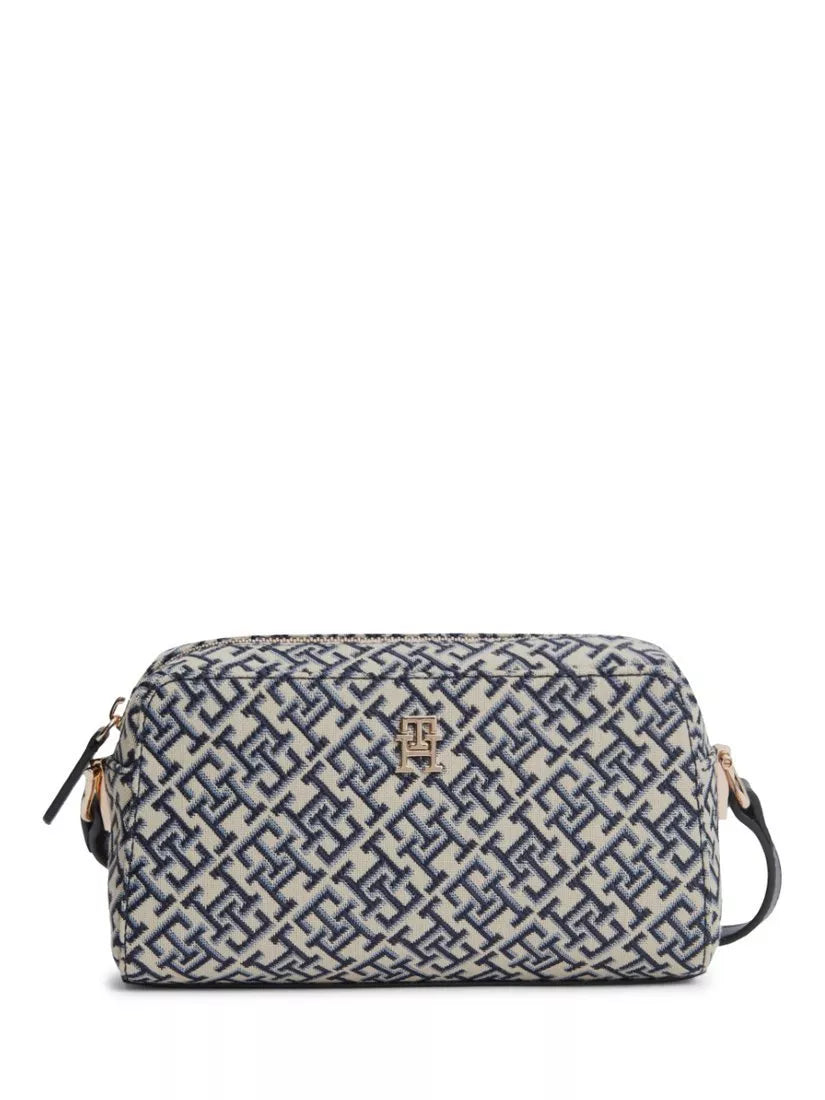 Tommy Hilfiger Ace Monogram camera bag in navy blue, UK version