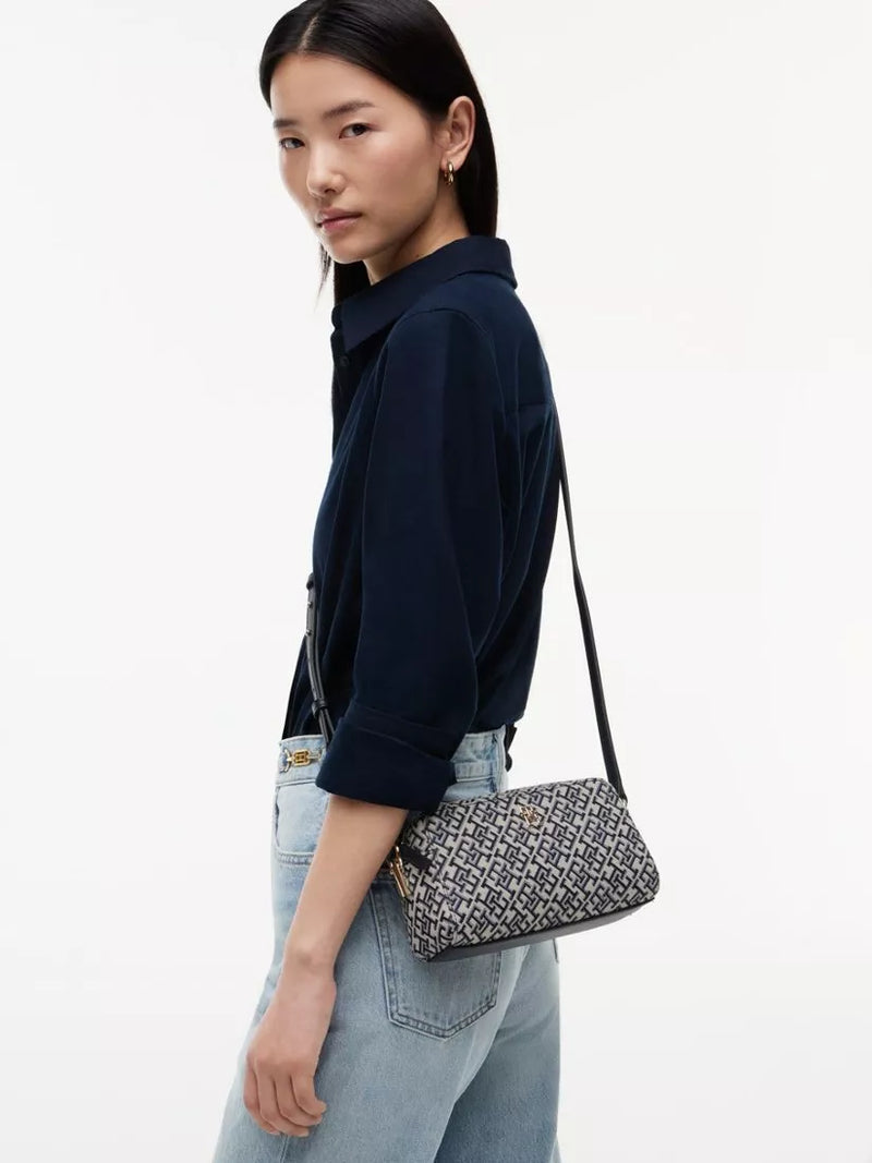 Tommy Hilfiger Ace Monogram camera bag in navy blue, UK version