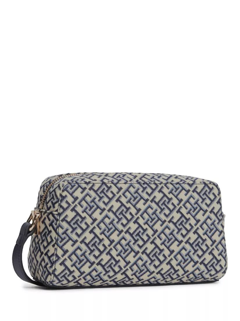 Tommy Hilfiger Ace Monogram camera bag in navy blue, UK version