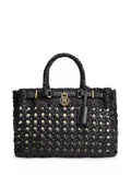 Tommy Hilfiger American Icon mini leather braided handbag in black (British brand)