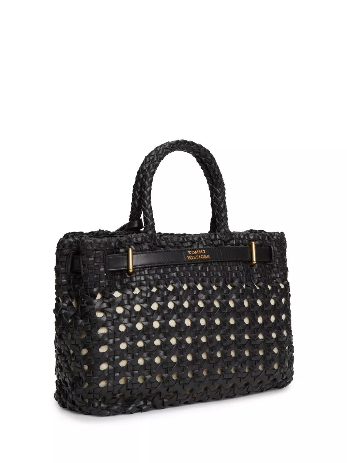 Tommy Hilfiger American Icon mini leather braided handbag in black (British brand)