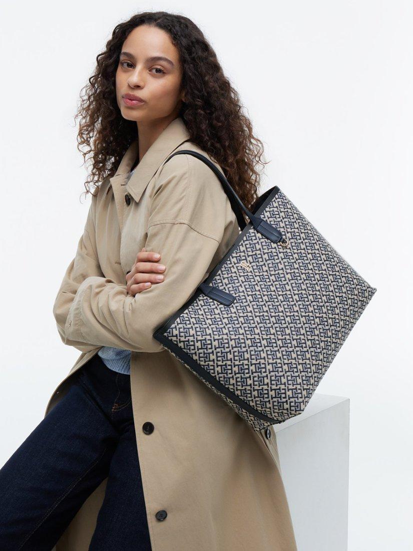 Tommy Hilfiger jacquard monogram tote bag navy blue (British brand)