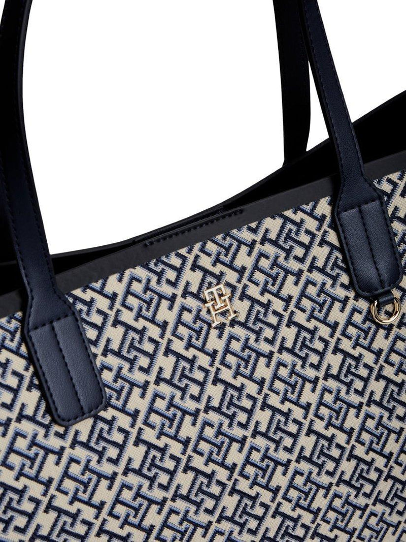 Tommy Hilfiger jacquard monogram tote bag navy blue (British brand)