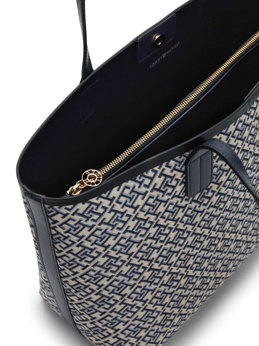 Tommy Hilfiger jacquard monogram tote bag navy blue (British brand)