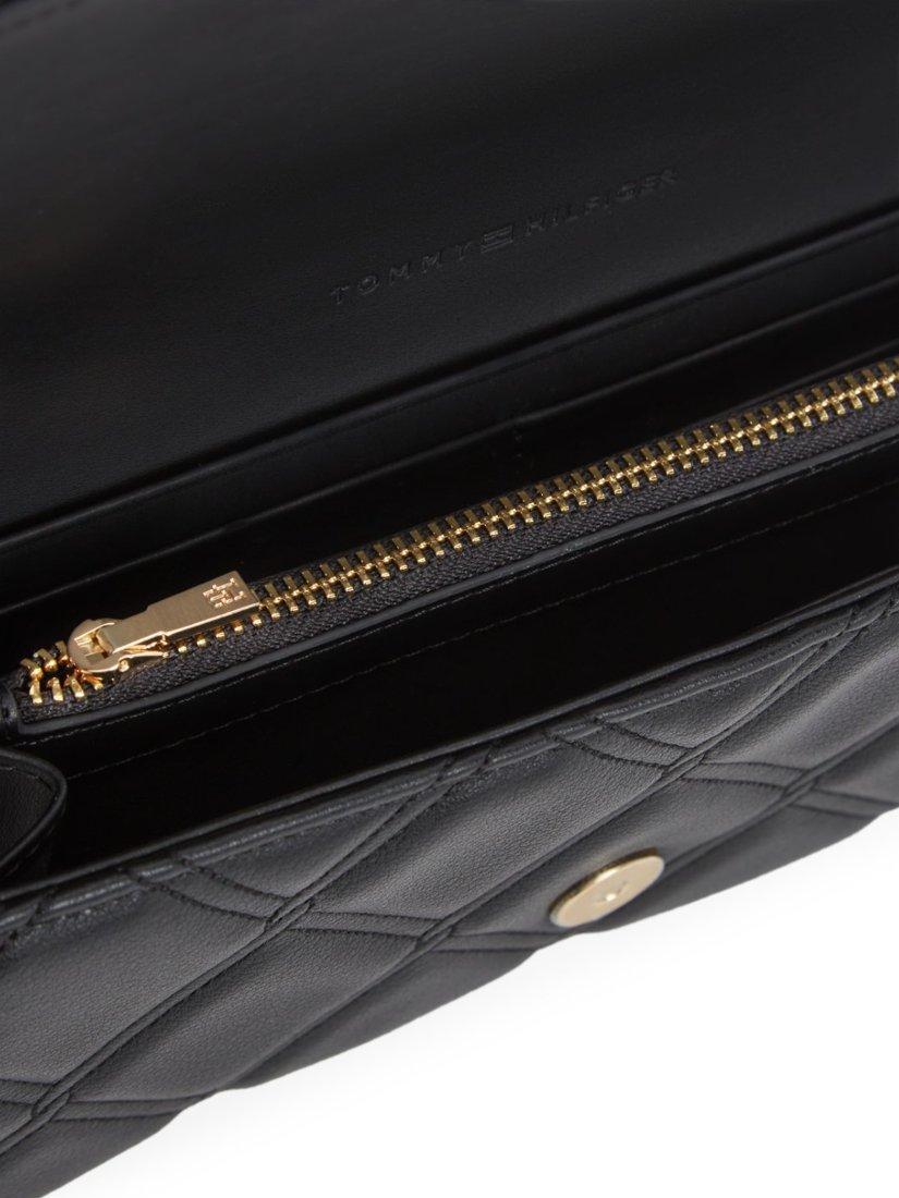 Tommy Hilfiger quilted wallet on chain black polyurethane, UK version