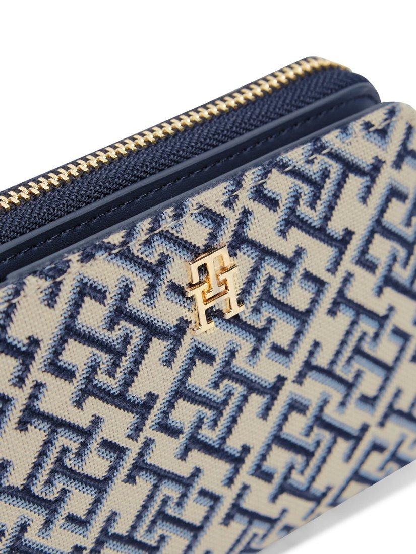 Tommy Hilfiger navy monogram jacquard zip-around purse (British brand)