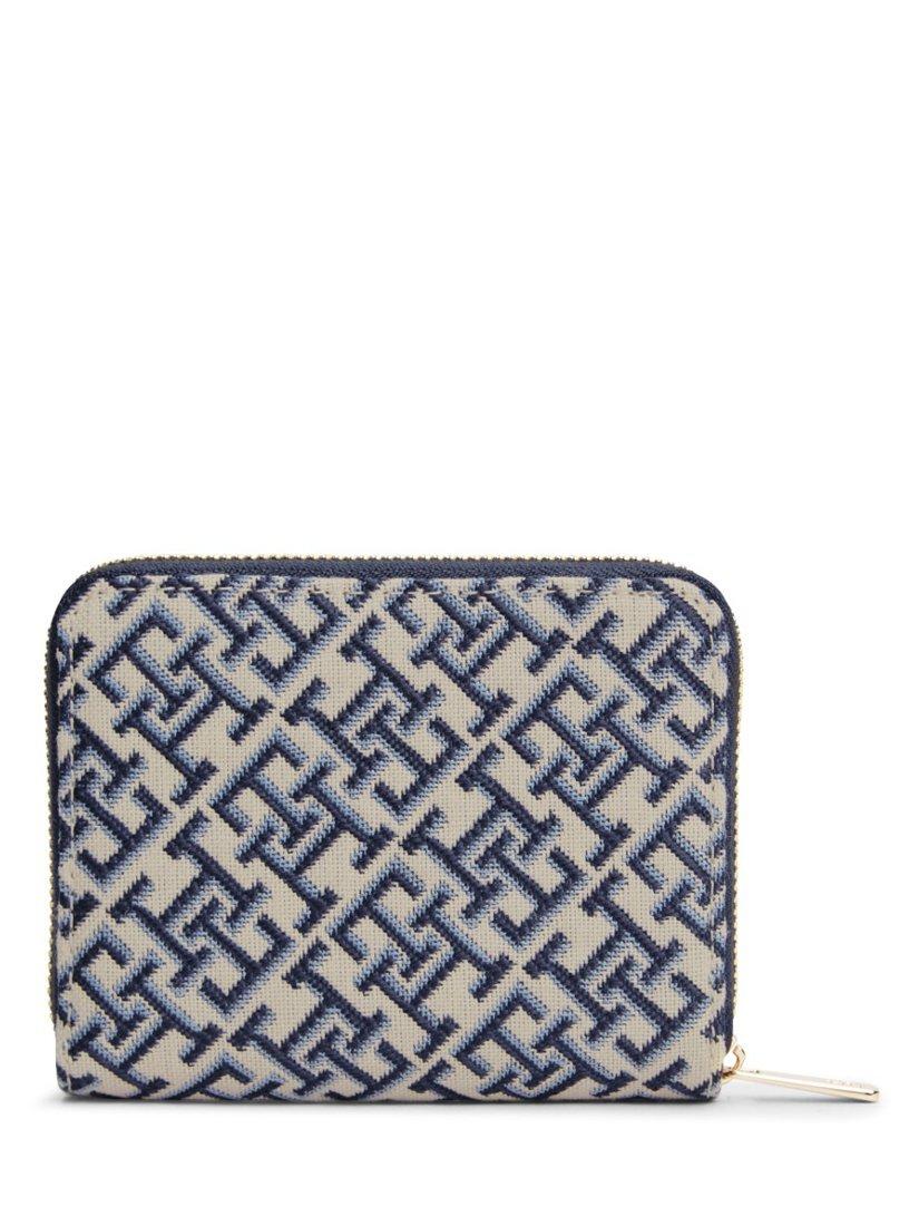 Tommy Hilfiger navy monogram jacquard zip-around purse (British brand)