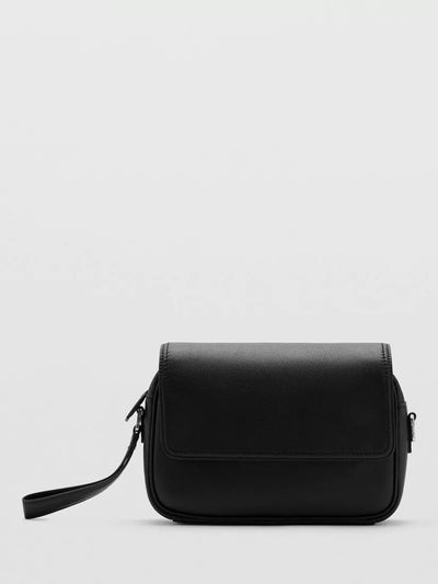 John Lewis Mango Crossbody Leather Satchel Bag, Black, 17 x 7 x 7 cm- Buy online at McGrocer
