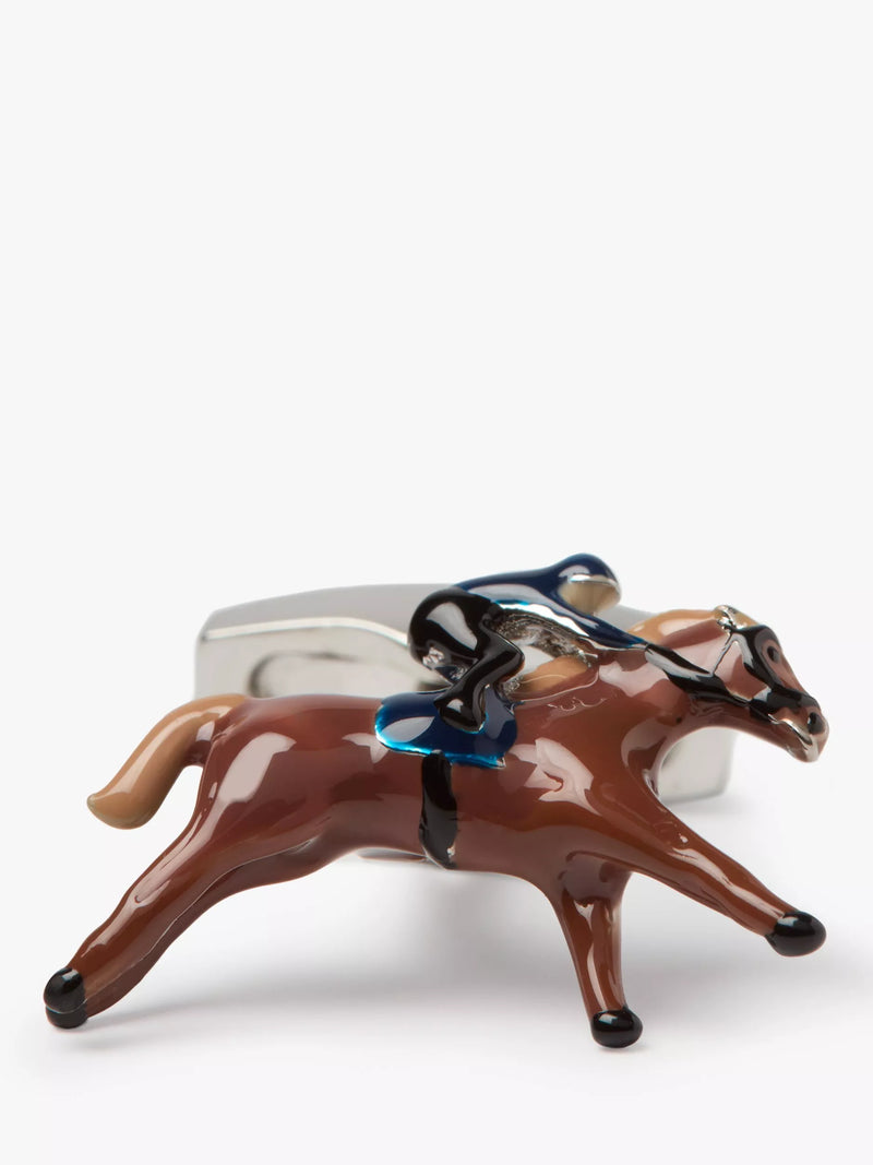 Simon Carter horse cufflinks rhodium plated enamel - British product