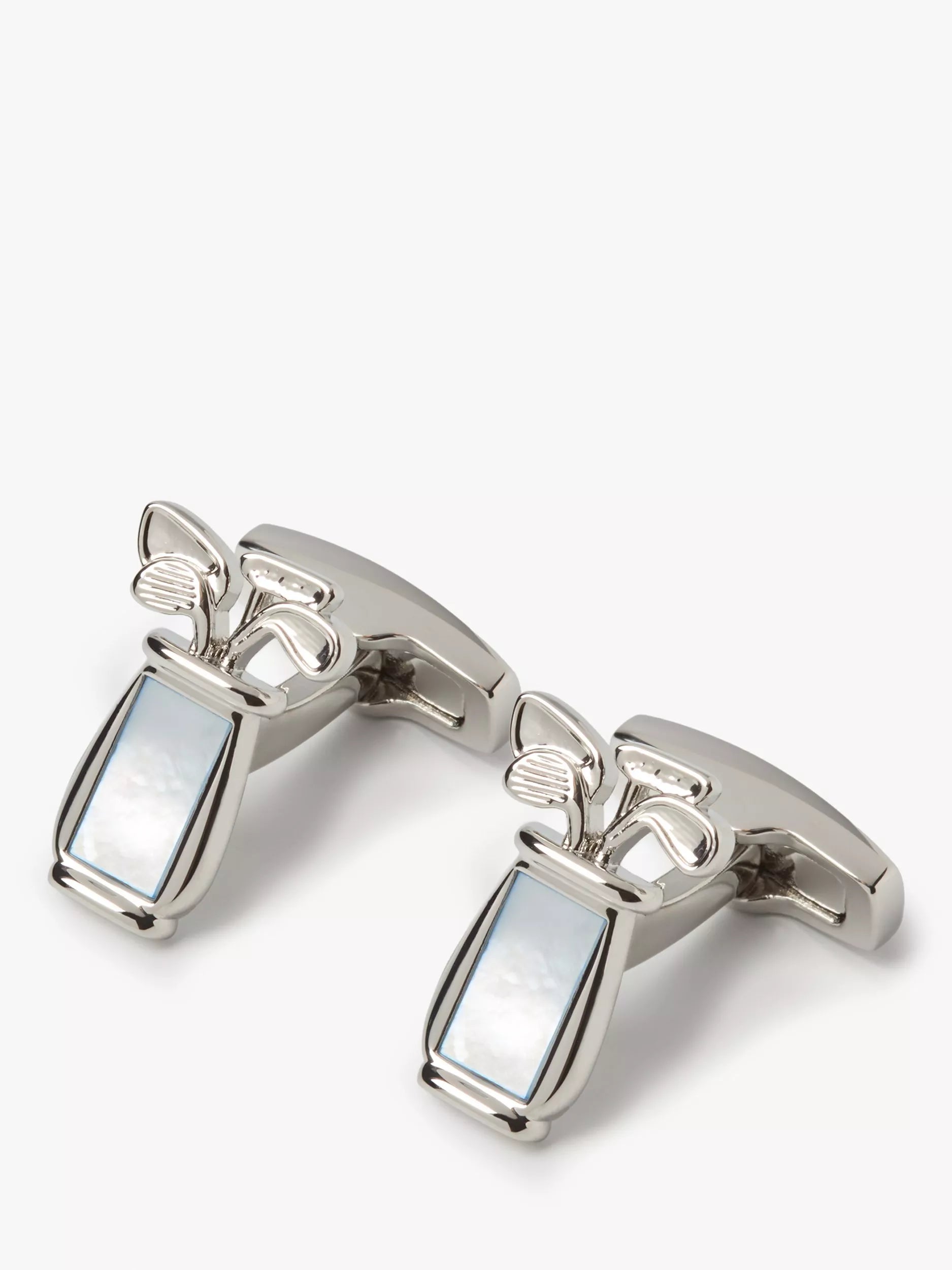 Simon Carter golf bag cufflinks rhodium plated brass, UK version