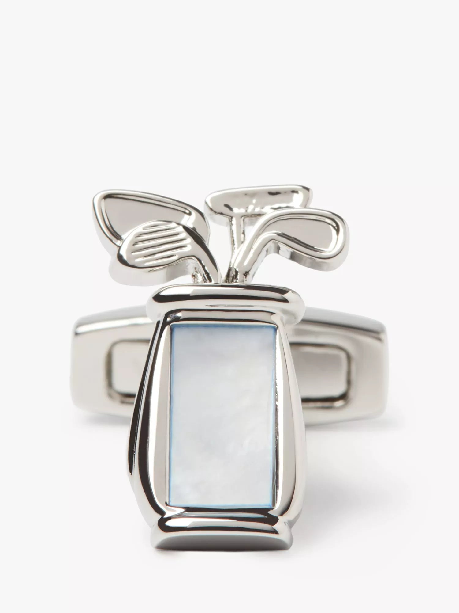 Simon Carter golf bag cufflinks rhodium plated brass, UK version