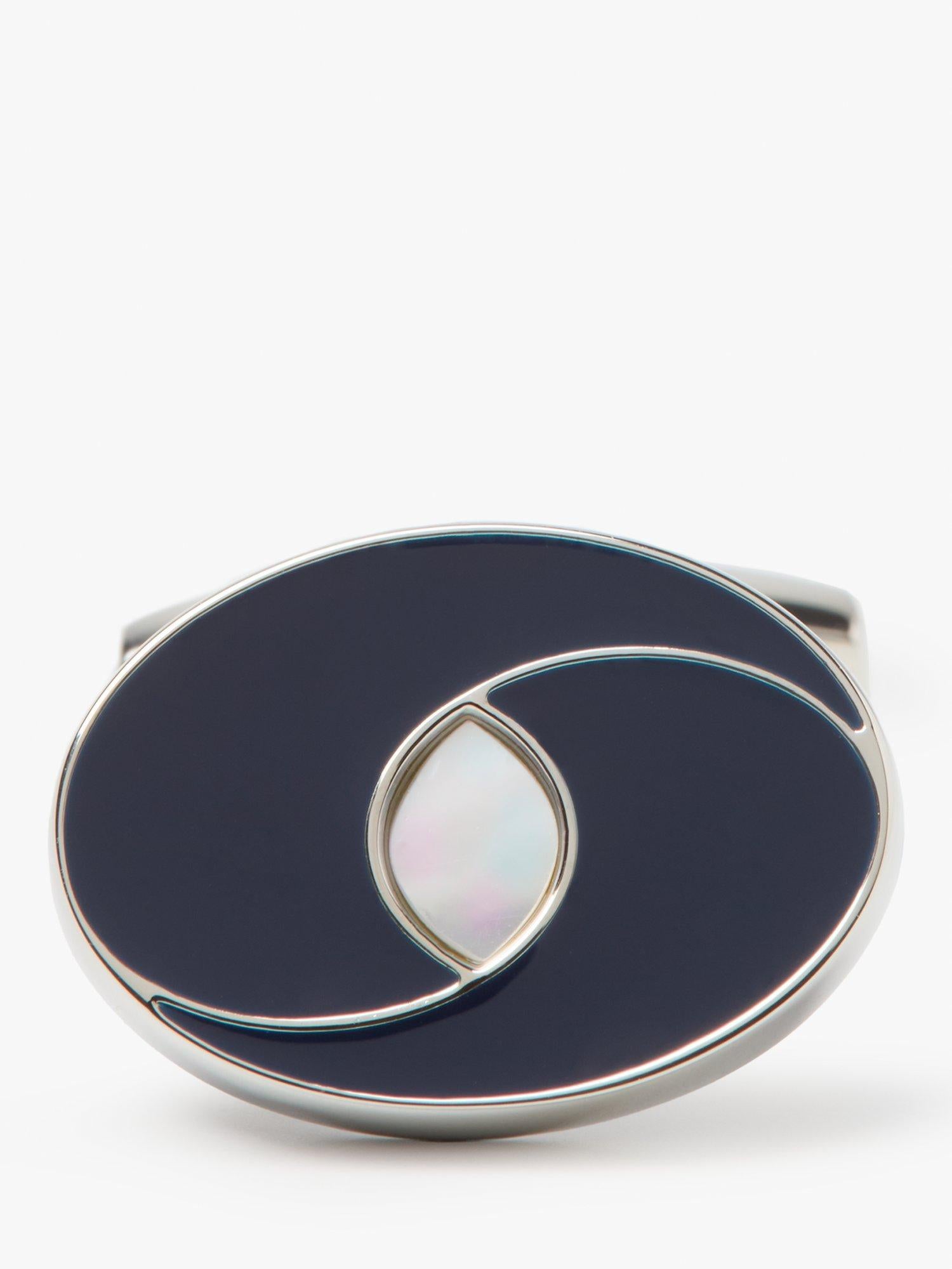Simon Carter oval navy cufflinks - British product