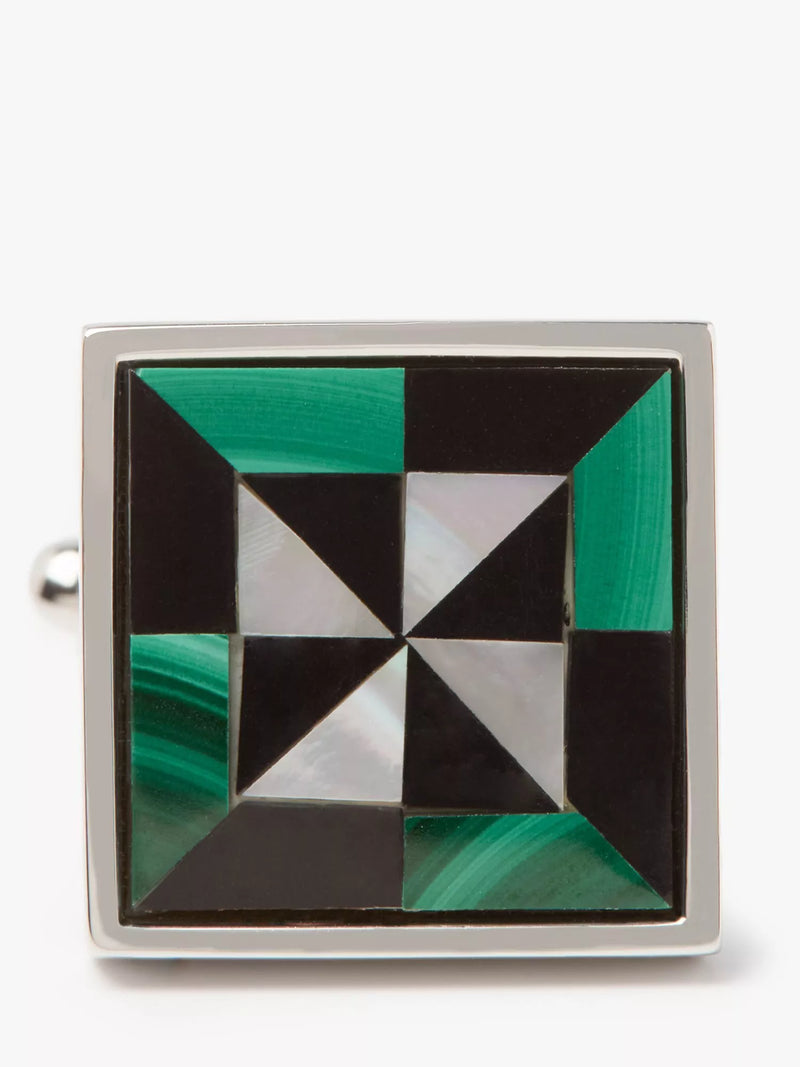 Simon Carter malachite onyx cufflinks square shape - British product
