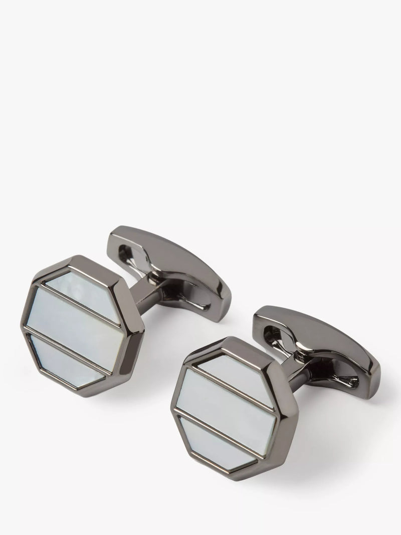 Simon Carter Shoji Mop cufflinks in pearl and gunmetal - British product