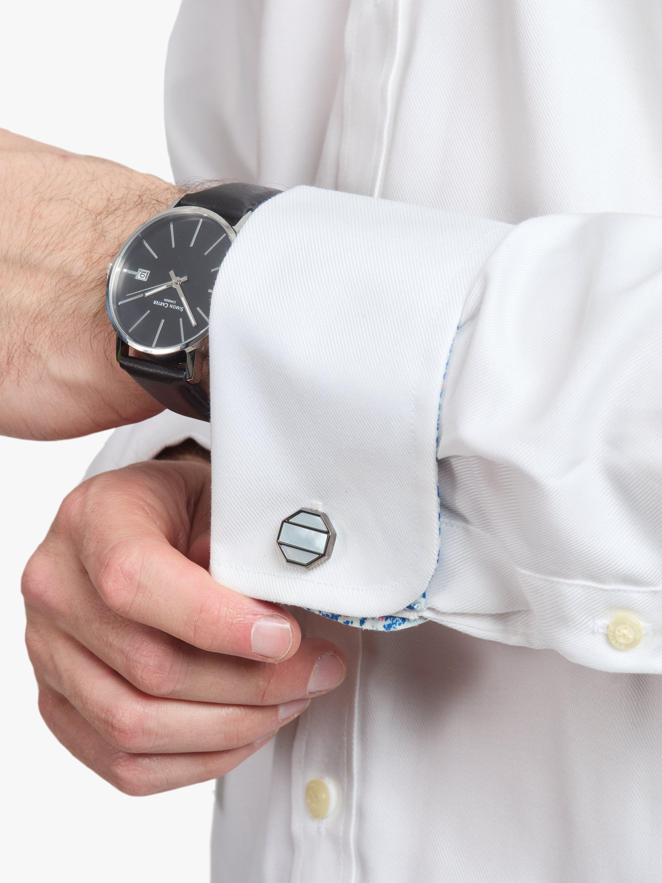 Simon Carter Shoji Mop cufflinks in pearl and gunmetal - British product