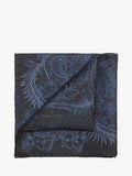 Simon Carter silk pocket square navy paisley pattern, imported from the UK