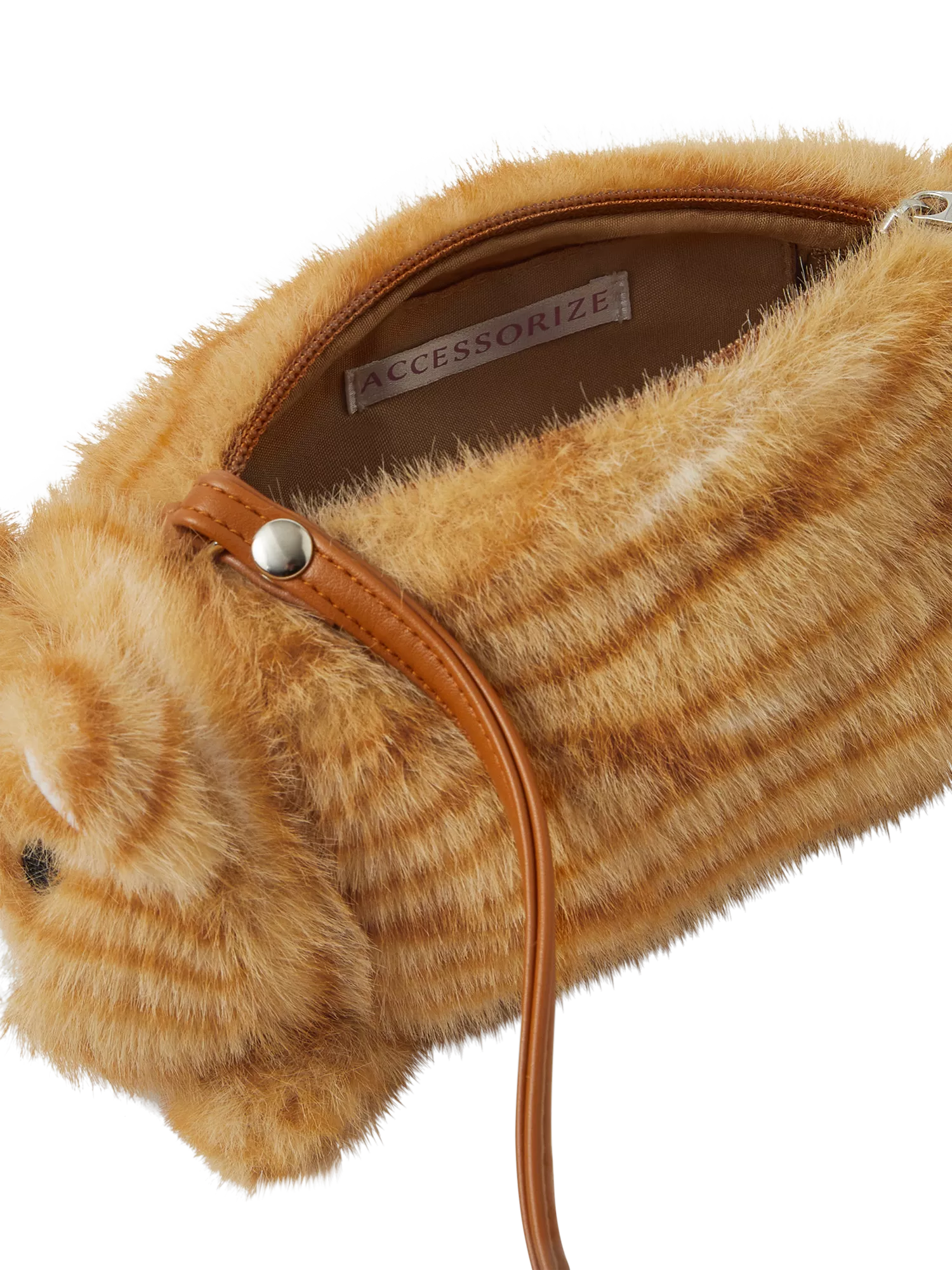 Angels by Accessorize furry cat crossbody bag orange - British product