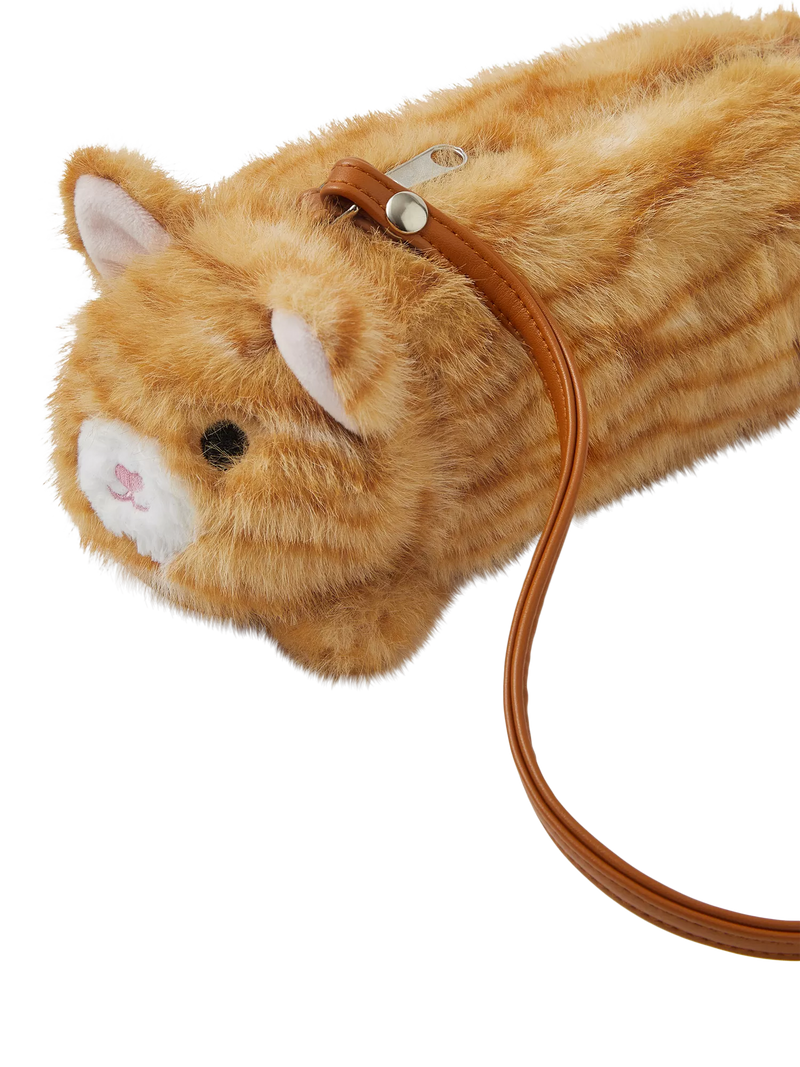 Angels by Accessorize furry cat crossbody bag orange - British product