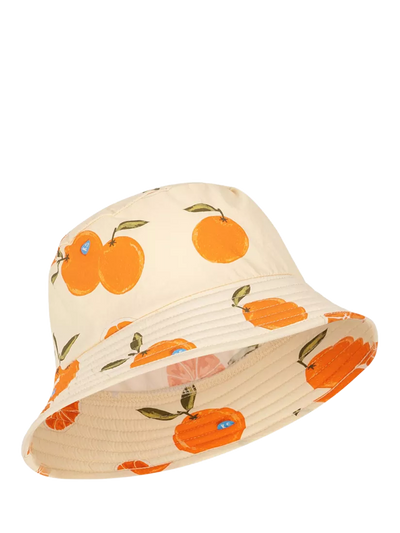 John Lewis Konges Sløjd Kids' Pomio Orange Print Bucket Hat, Arancia Blu- Buy online at McGrocer