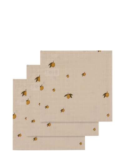 John Lewis Konges Sløjd Baby Printed Muslin Cloth, Pack of 3, Lemon- Buy online at McGrocer