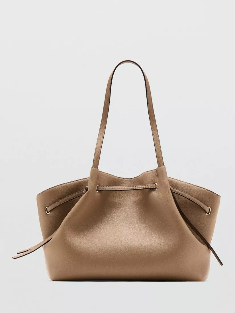 Mango structured tote bag Camel 26x19x19cm, imported from the UK