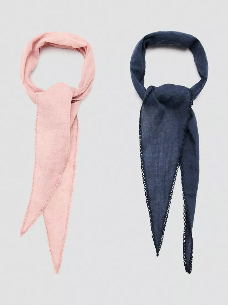 Mango plain navy scarf pack of two 25cm - British product