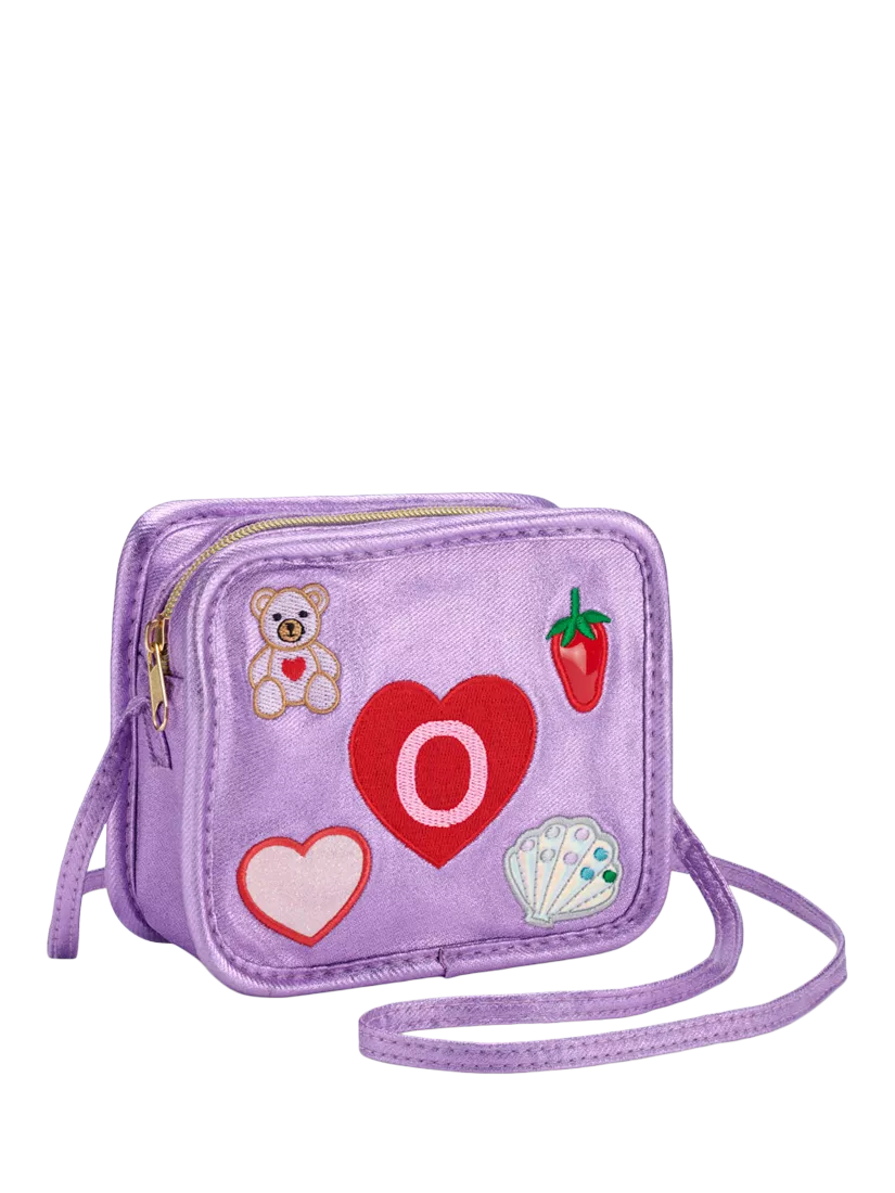 Stych Kids' Intial Teddy and Heart Crossbody Bag, Purple, O