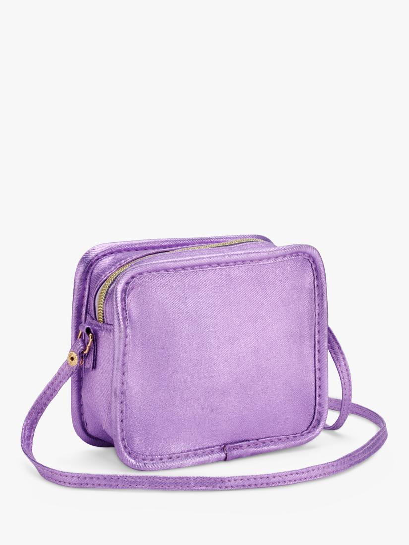 Stych purple kids crossbody bag with initial and teddy patches, UK version