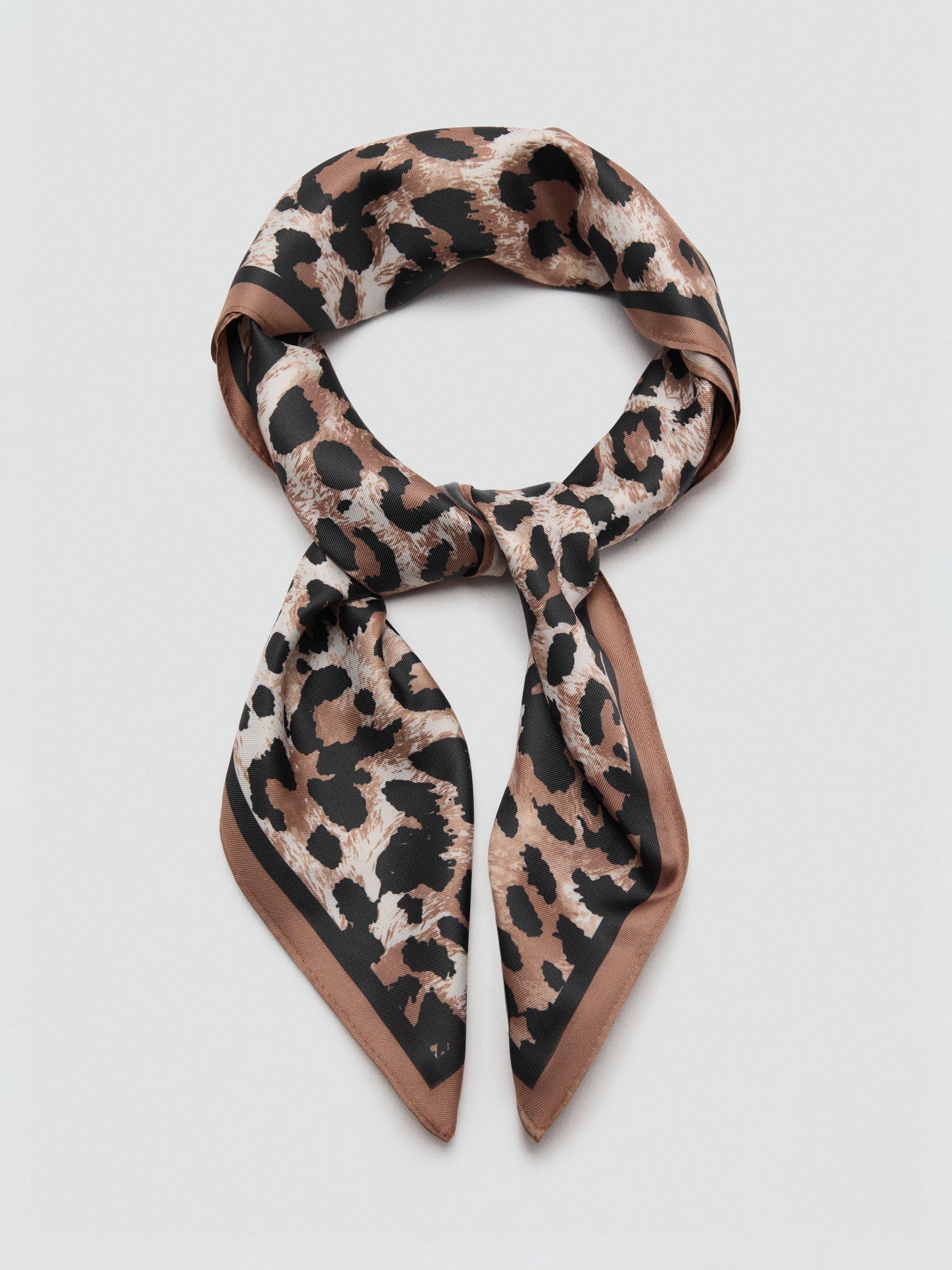 Mango scarf animal print brown 70x70cm (British brand)