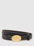 Reiss leather belt navy oval buckle, UK version
