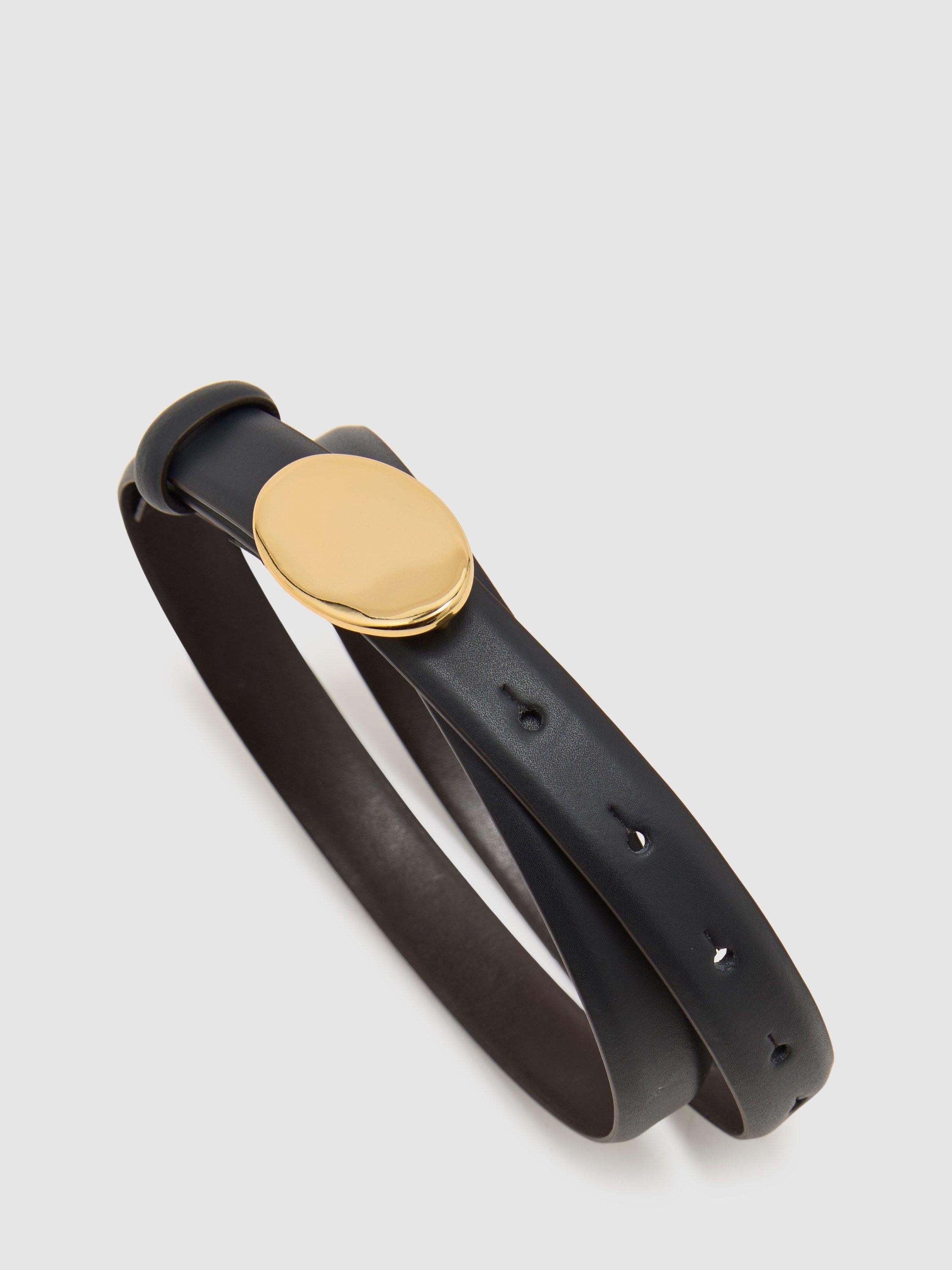 Reiss leather belt navy oval buckle, UK version
