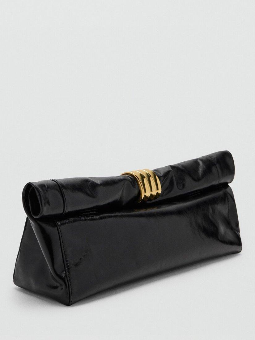 Mango black leather small clutch 15x10x10cm (British brand)