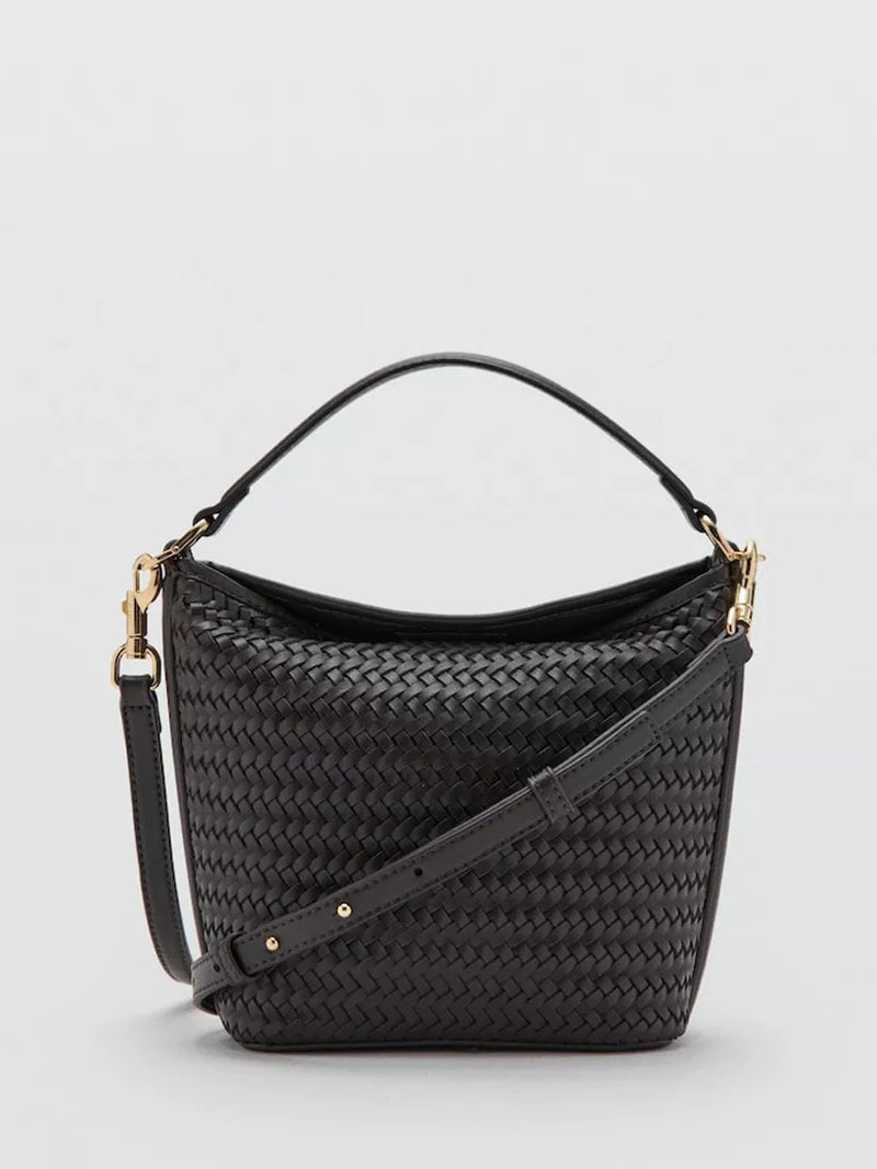 Mango woven satchel chocolate mini crossbody bag, imported from the UK