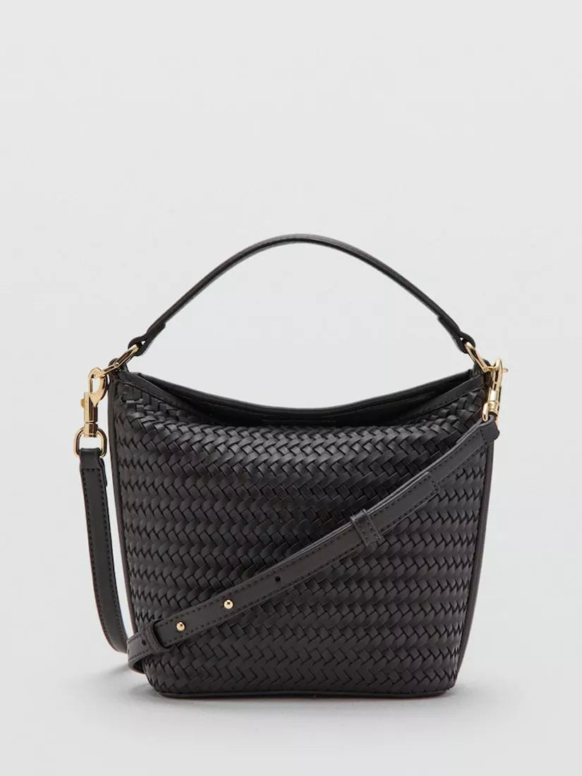 Mango woven satchel chocolate mini crossbody bag, imported from the UK