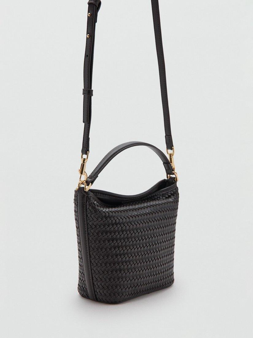 Mango woven satchel chocolate mini crossbody bag, imported from the UK