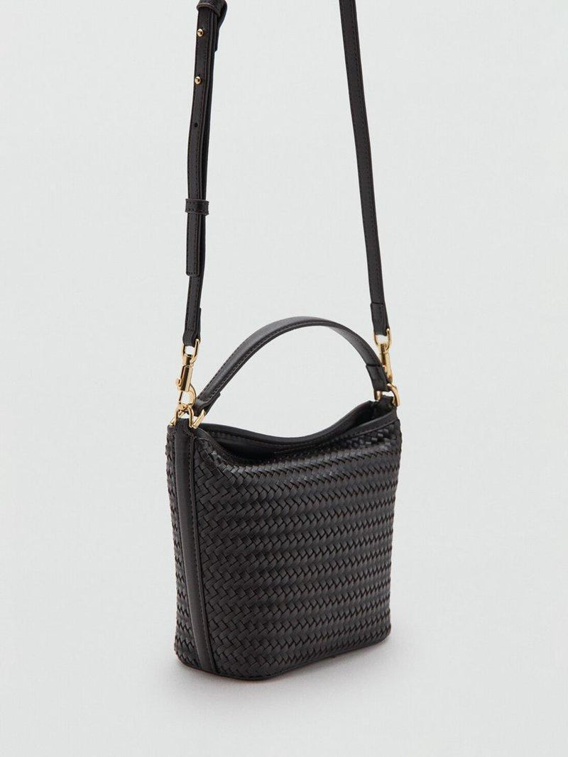 Mango woven satchel chocolate mini crossbody bag, imported from the UK