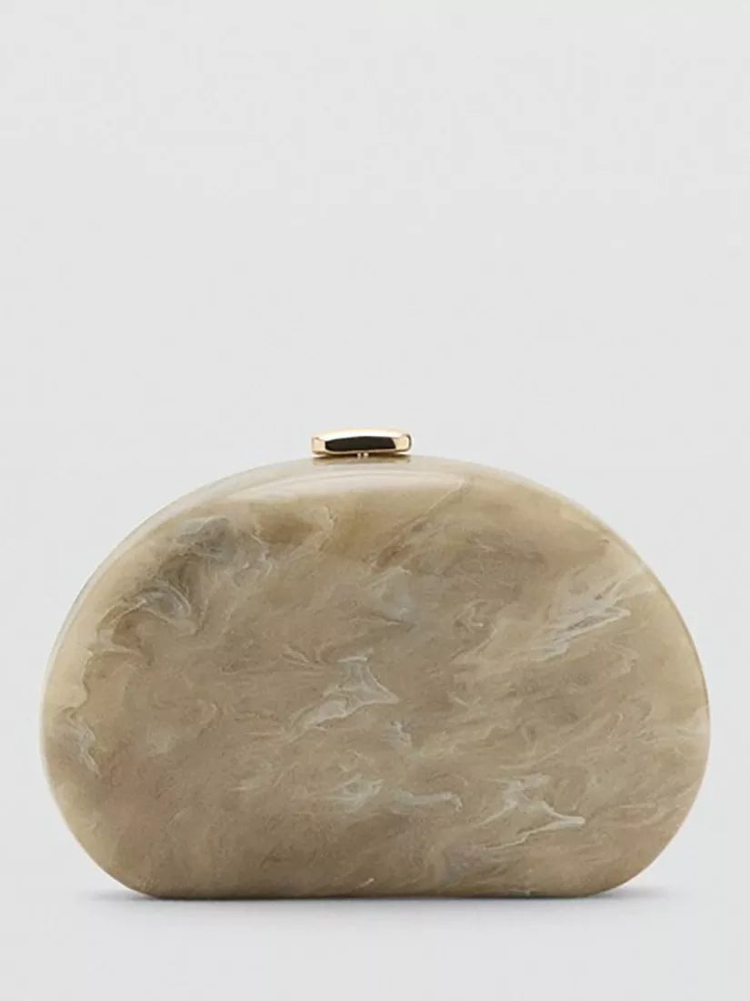 Mango marble effect clutch bag in stone, imported from the UK